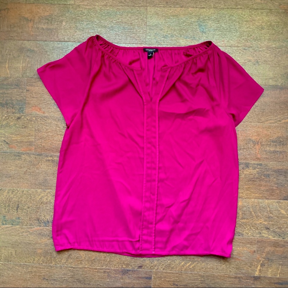 Ann Taylor magenta buttonless blouse